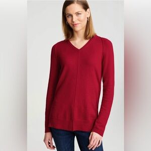 J. Jill Vibrant Red V-Neck Sweater